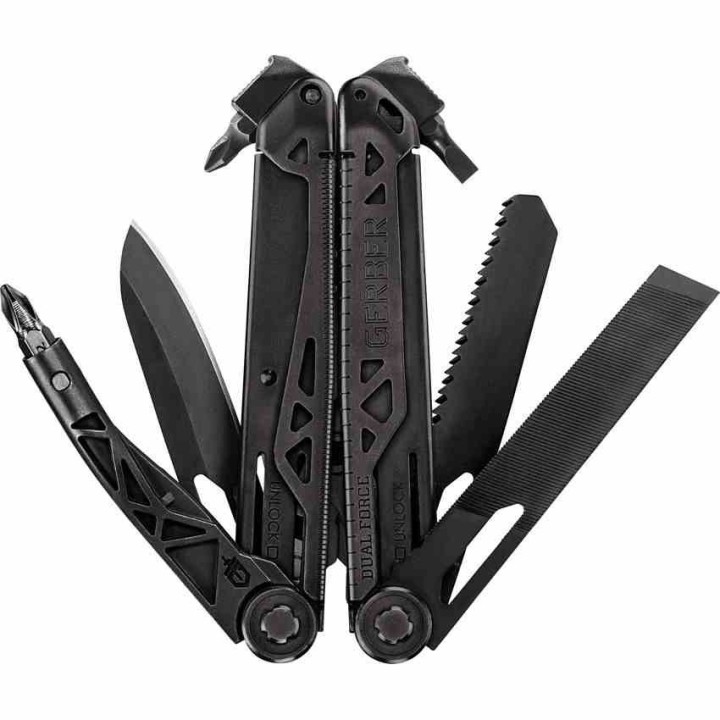 Outil Multifonction Gerber Dual-Force Bluntnose Acier Inoxydable Noir Etui Tissu G1067407 - Livraison Gratuite
