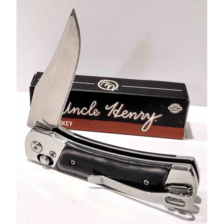 Couteau Uncle Henry PLB5 Lame Clip Point Acier 7Cr Manche Bois Pivot Lock Clip SCH1222009 - Livraison Gratuite
