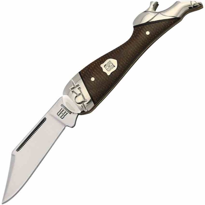 Couteau Rough Rider Lady Leg Lame Clip Point Acier 440 Manche Micarta Slip Joint RR2335 - Livraison Gratuite