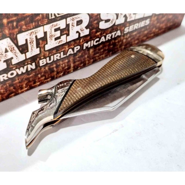 Couteau Rough Rider Lady Leg Lame Clip Point Acier 440 Manche Micarta Slip Joint RR2335 - Livraison Gratuite