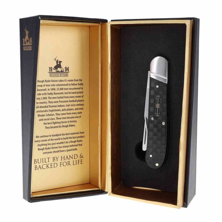 Couteau Rough Rider Black Reserve One Arm Razor Lame Acier 440A Manche Pakkawood Slip Joint RR2568 – Livraison Gratuite
