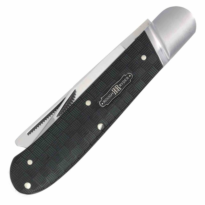 Couteau Rough Rider Black Reserve One Arm Razor Lame Acier 440A Manche Pakkawood Slip Joint RR2568 – Livraison Gratuite