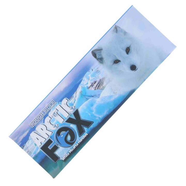 Couteau Rough Rider Arctic Fox Small Moose Lame Clip Point & Spey Acier 440A Manche Micarta Blanc RR2544 – Livraison Gratuite