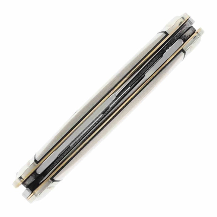 Couteau Rough Rider Arctic Fox Small Moose Lame Clip Point & Spey Acier 440A Manche Micarta Blanc RR2544 – Livraison Gratuite
