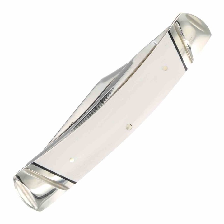 Couteau Rough Rider Arctic Fox Small Moose Lame Clip Point & Spey Acier 440A Manche Micarta Blanc RR2544 – Livraison Gratuite