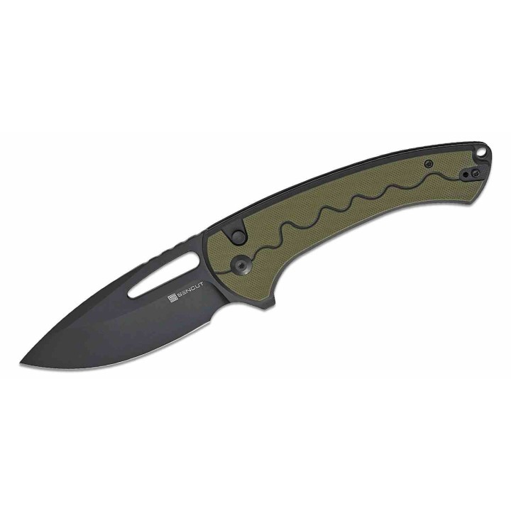 Couteau SENCUT Squiggy Green Lame Drop Point Acier 9Cr18MoV Manche G10 KIVT Button Lock S24082A2 - Livraison Gratuite