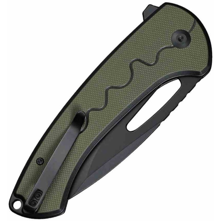 Couteau SENCUT Squiggy Green Lame Drop Point Acier 9Cr18MoV Manche G10 KIVT Button Lock S24082A2 - Livraison Gratuite