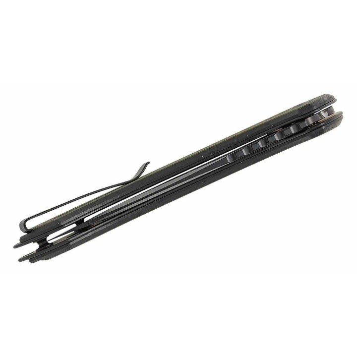 Couteau SENCUT Squiggy Green Lame Drop Point Acier 9Cr18MoV Manche G10 KIVT Button Lock S24082A2 - Livraison Gratuite