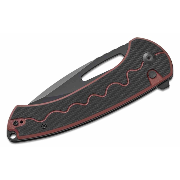 Couteau SENCUT Squiggy Burgundy Lame Drop Point Acier 9Cr18MoV Manche G10 KIVT Button Lock S24082A3 - Livraison Gratuite 
