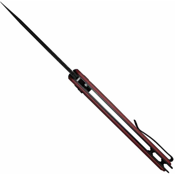 Couteau SENCUT Squiggy Burgundy Lame Drop Point Acier 9Cr18MoV Manche G10 KIVT Button Lock S24082A3 - Livraison Gratuite 