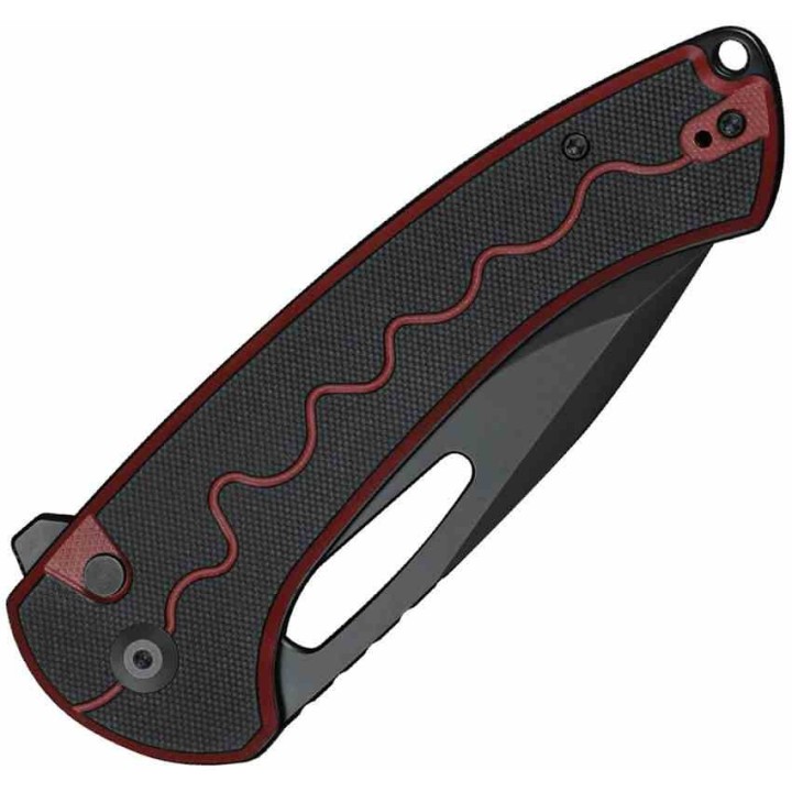 Couteau SENCUT Squiggy Burgundy Lame Drop Point Acier 9Cr18MoV Manche G10 KIVT Button Lock S24082A3 - Livraison Gratuite 