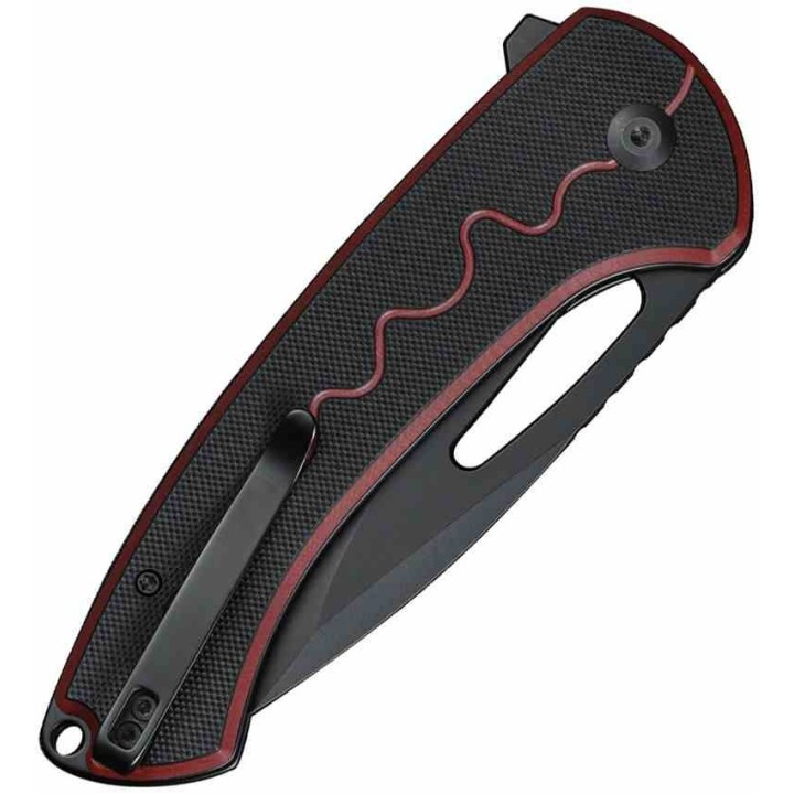 Couteau SENCUT Squiggy Burgundy Lame Drop Point Acier 9Cr18MoV Manche G10 KIVT Button Lock S24082A3 - Livraison Gratuite 