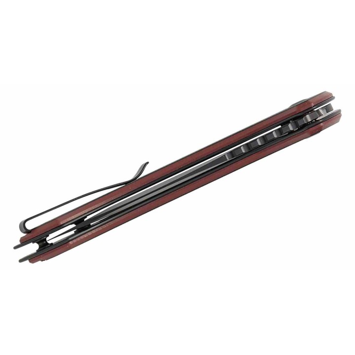 Couteau SENCUT Squiggy Burgundy Lame Drop Point Acier 9Cr18MoV Manche G10 KIVT Button Lock S24082A3 - Livraison Gratuite 