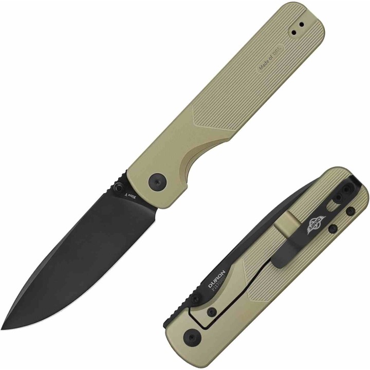 Couteau Oknife Duron Lame Acier Nitro-V Manche Aluminium OAL Super Vert Olive Frame Lock OKNDURONOG Livraison Gratuite