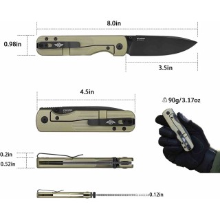Couteau Oknife Duron Lame Acier Nitro-V Manche Aluminium OAL Super Vert Olive Frame Lock OKNDURONOG Livraison Gratuite
