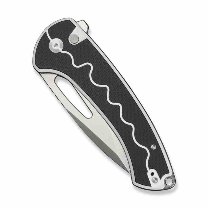 Couteau SENCUT Squiggy White Lame Drop Point Acier 9Cr18MoV Manche G10 KIVT Button Lock S24082A1 - Livraison Gratuite