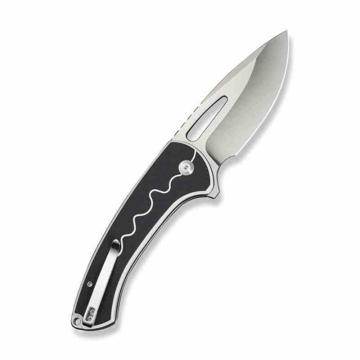 Couteau SENCUT Squiggy White Lame Drop Point Acier 9Cr18MoV Manche G10 KIVT Button Lock S24082A1 - Livraison Gratuite