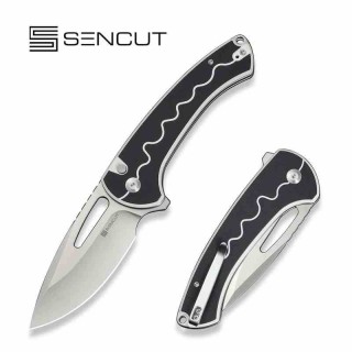 Couteau SENCUT Squiggy White Lame Drop Point Acier 9Cr18MoV Manche G10 KIVT Button Lock S24082A1 - Livraison Gratuite