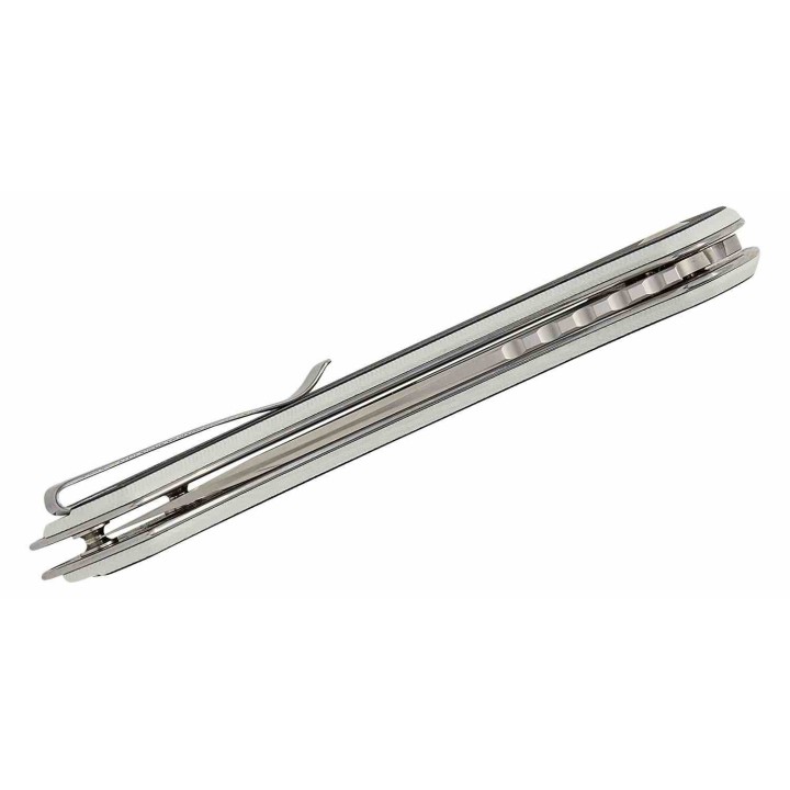 Couteau SENCUT Squiggy White Lame Drop Point Acier 9Cr18MoV Manche G10 KIVT Button Lock S24082A1 - Livraison Gratuite