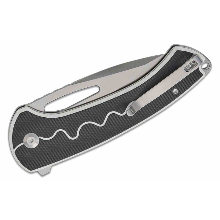 Couteau SENCUT Squiggy White Lame Drop Point Acier 9Cr18MoV Manche G10 KIVT Button Lock S24082A1 - Livraison Gratuite