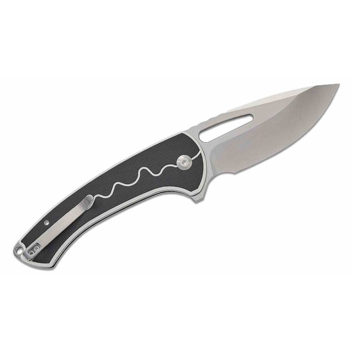 Couteau SENCUT Squiggy White Lame Drop Point Acier 9Cr18MoV Manche G10 KIVT Button Lock S24082A1 - Livraison Gratuite