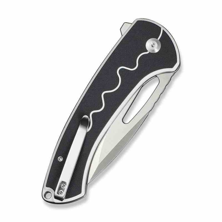 Couteau SENCUT Squiggy White Lame Drop Point Acier 9Cr18MoV Manche G10 KIVT Button Lock S24082A1 - Livraison Gratuite