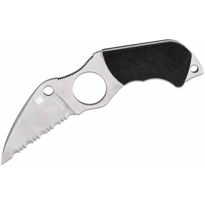 Couteau Spyderco Swick 6 Lame Wharncliffe Acier LC200N Serrated Manche G10 Noir Étui Boltaron USA SCFB14S6 - Livraison Gratuite