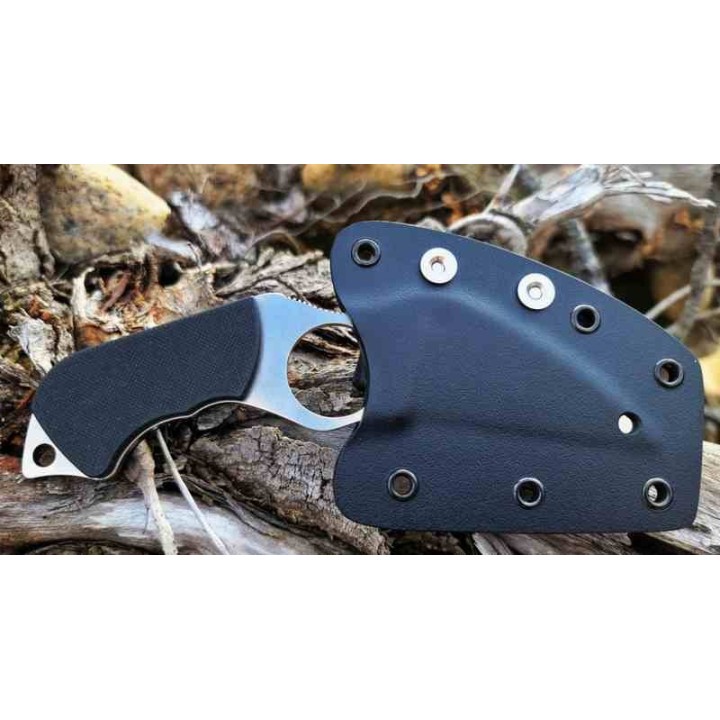 Couteau Spyderco Swick 6 Lame Wharncliffe Acier LC200N Serrated Manche G10 Noir Étui Boltaron USA SCFB14S6 - Livraison Gratuite