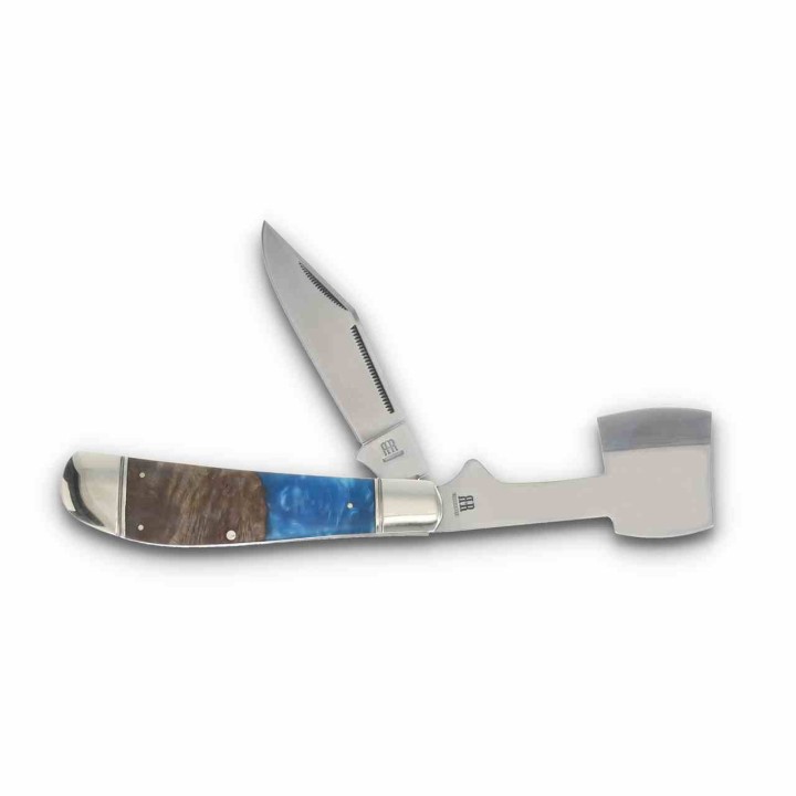 Couteau Rough Ryder Chopper Lames Acier 440 Manche Bois et Résine Pandora Swirl Slip Joint RR2655 - Livraison Gratuite