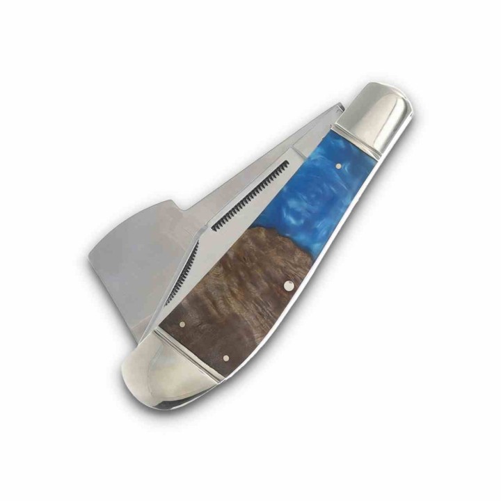Couteau Rough Ryder Chopper Lames Acier 440 Manche Bois et Résine Pandora Swirl Slip Joint RR2655 - Livraison Gratuite