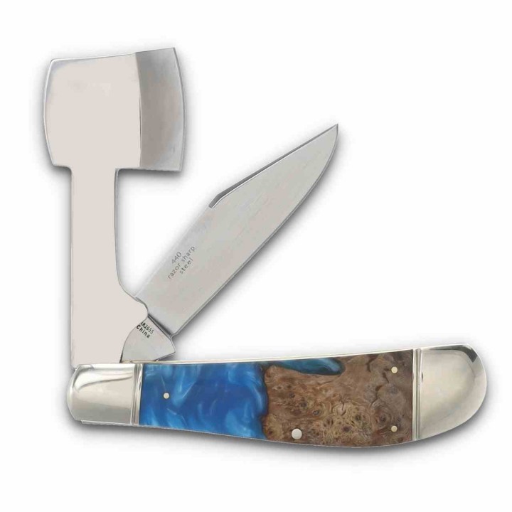 Couteau Rough Ryder Chopper Lames Acier 440 Manche Bois et Résine Pandora Swirl Slip Joint RR2655 - Livraison Gratuite