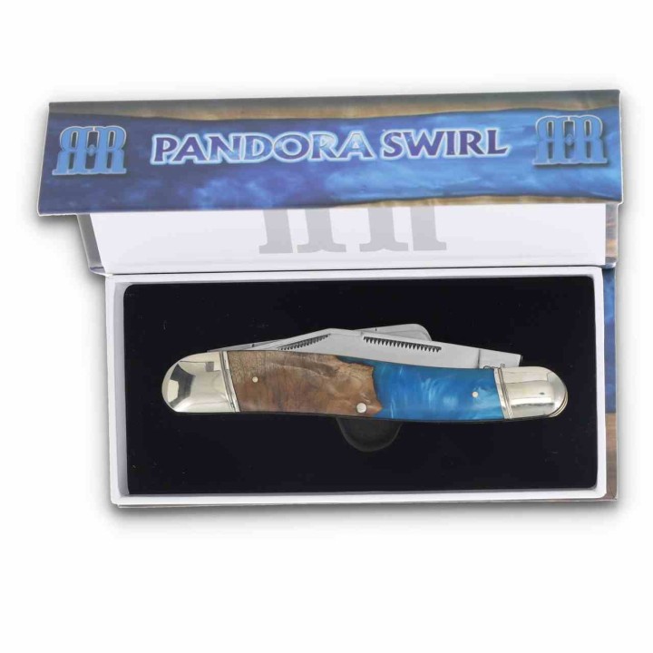 Couteau Rough Rider Texas Stockman Lames Acier 440 Manche Bois Pandora Swirl Slip Joint RR2653 - Livraison Gratuite