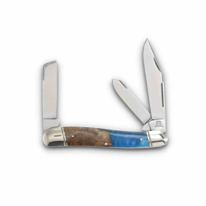 Couteau Rough Rider Texas Stockman Lames Acier 440 Manche Bois Pandora Swirl Slip Joint RR2653 - Livraison Gratuite