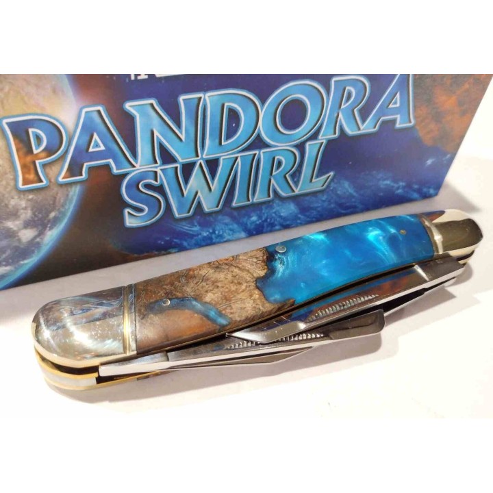 Couteau Rough Rider Texas Stockman Lames Acier 440 Manche Bois Pandora Swirl Slip Joint RR2653 - Livraison Gratuite