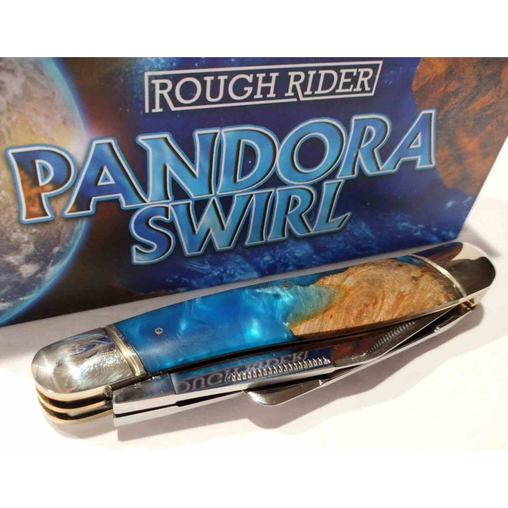 Couteau Rough Rider Texas Stockman Lames Acier 440 Manche Bois Pandora Swirl Slip Joint RR2653 - Livraison Gratuite