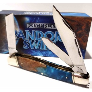 Couteau Rough Rider Texas Stockman Lames Acier 440 Manche Bois Pandora Swirl Slip Joint RR2653 - Livraison Gratuite