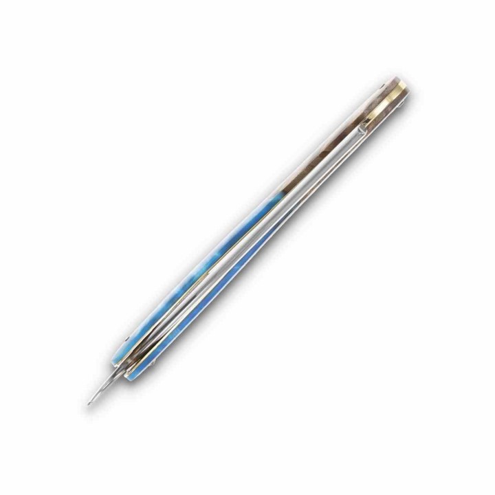 Couteau Rasoir Rough Ryder Pandora Swirl Razor Lame Acier 440 Manche Résine Bleue RR2649 - Livraison Gratuite