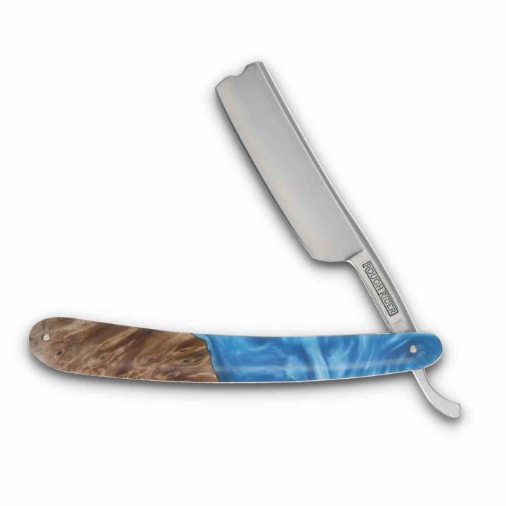 Couteau Rasoir Rough Ryder Pandora Swirl Razor Lame Acier 440 Manche Résine Bleue RR2649 - Livraison Gratuite