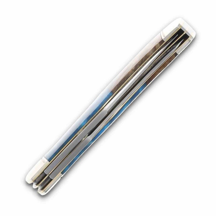 Couteau Rough Rider Jumbo Trapper Pandora Swirl Lames Acier 440 Manche Résine & Bois Slip Joint RR2651 - Livraison Gratuite