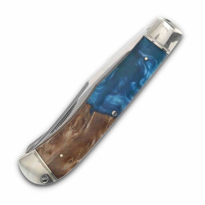 Couteau Rough Rider Jumbo Trapper Pandora Swirl Lames Acier 440 Manche Résine & Bois Slip Joint RR2651 - Livraison Gratuite