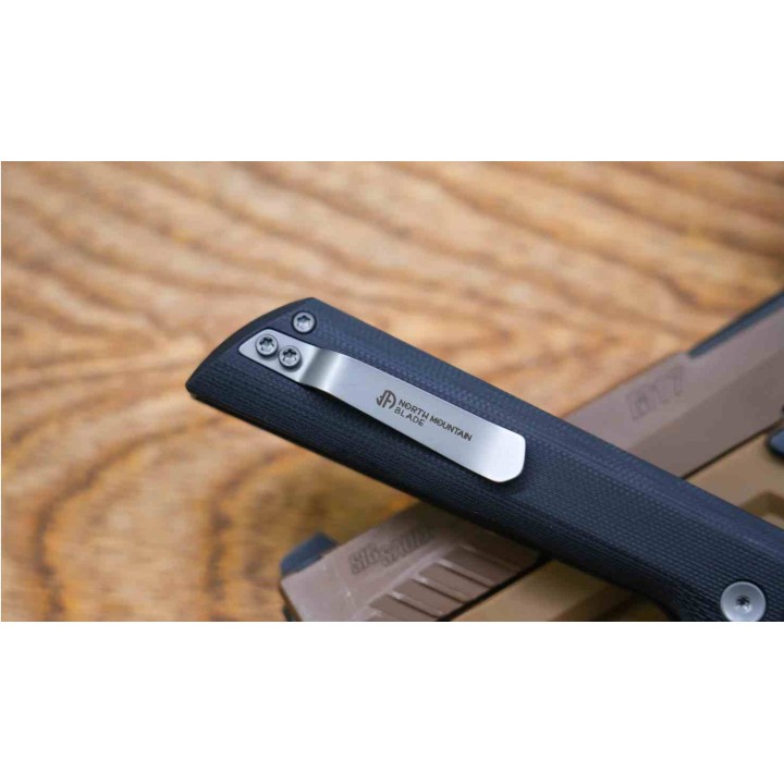 Couteau North Mountain Blade Lame TANTO Acier SLD-Magic San Mai Manche G10 Black Button Lock NMB2406B - Livraison Gratuite