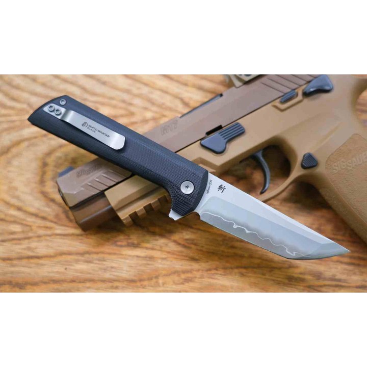 Couteau North Mountain Blade Lame TANTO Acier SLD-Magic San Mai Manche G10 Black Button Lock NMB2406B - Livraison Gratuite