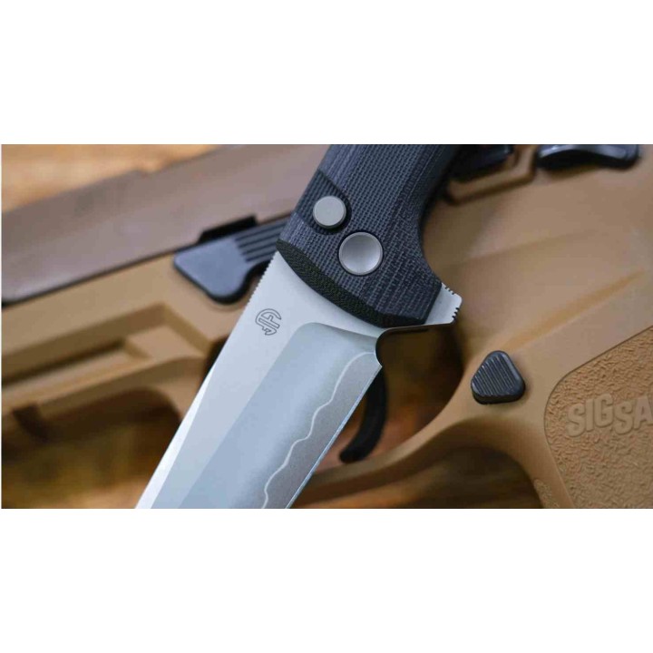 Couteau North Mountain Blade Lame TANTO Acier SLD-Magic San Mai Manche G10 Black Button Lock NMB2406B - Livraison Gratuite