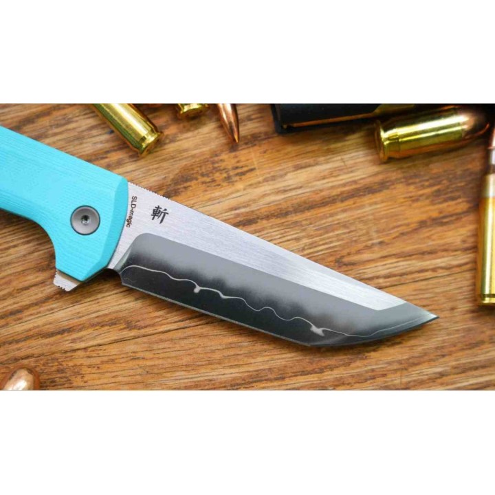 Couteau North Mountain Blade Chop 2 Sky Blue Lame TANTO Acier SLD-Magic San Mai Manche G10 NMB2411SB - Livraison Gratuite