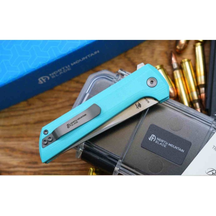 Couteau North Mountain Blade Chop 2 Sky Blue Lame TANTO Acier SLD-Magic San Mai Manche G10 NMB2411SB - Livraison Gratuite