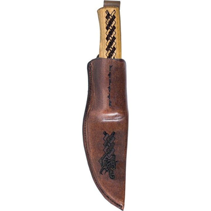 Couteau Condor Norse Dragon Hunter Lame Acier 14C28N Manche Hickory Étui Cuir Salvador CTK102238SK - Livraison Gratuite