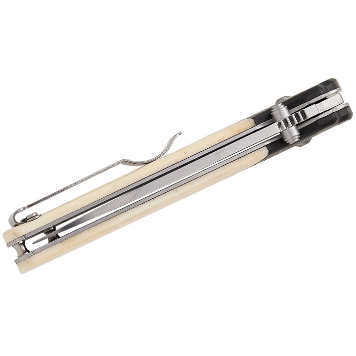 Couteau Bear & Son Lawman WSB22 Lame Acier D2 Manche Os & Fibre de Carbone Crossbar Made In USA BCWSB22 - Livraison Gratuite