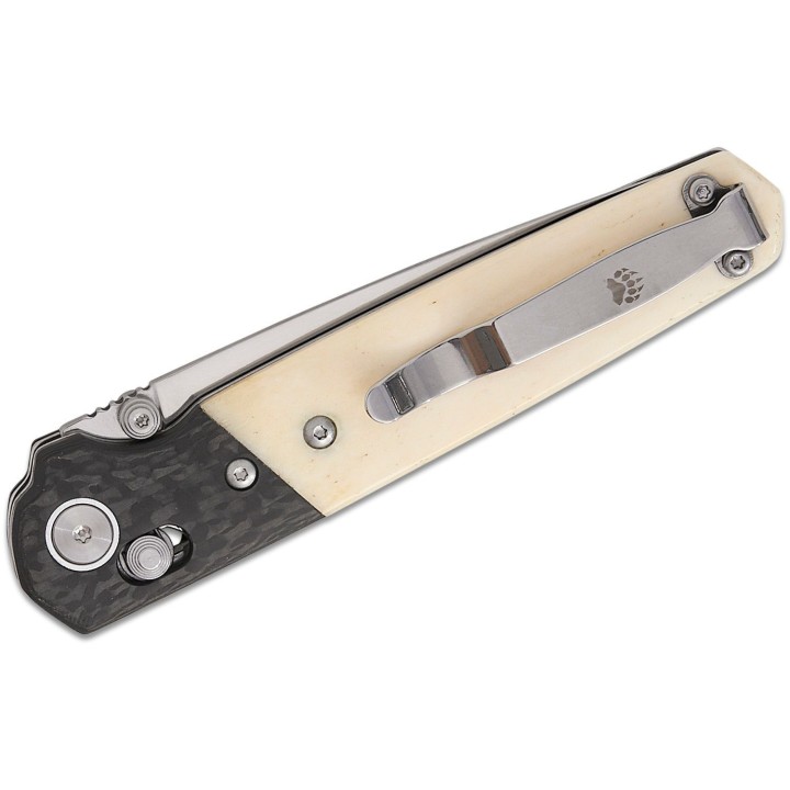 Couteau Bear & Son Lawman WSB22 Lame Acier D2 Manche Os & Fibre de Carbone Crossbar Made In USA BCWSB22 - Livraison Gratuite