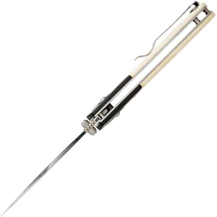 Couteau Bear & Son Lawman WSB22 Lame Acier D2 Manche Os & Fibre de Carbone Crossbar Made In USA BCWSB22 - Livraison Gratuite