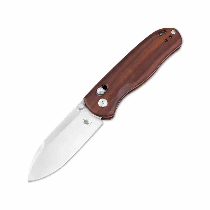 Couteau Kizer Drop Bear Clutch Lock Lame Acier Nitro-V Manche Bois Mkuluti Clip KIV3619A6 - Livraison Gratuite